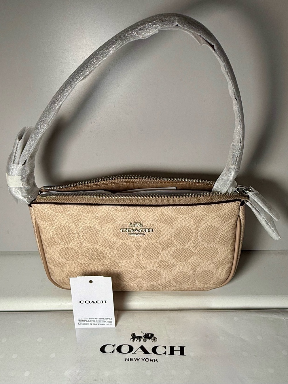 Coach Beige Signature Mini Shoulder Bag